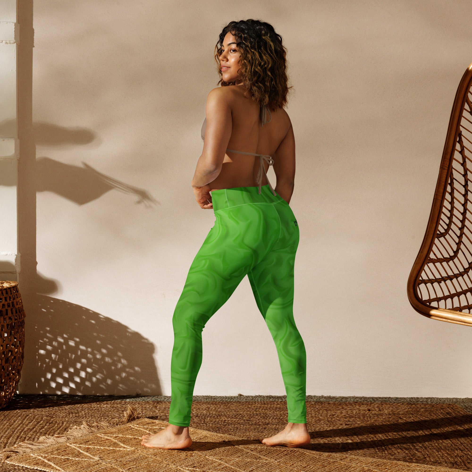 Lime Green Dance leggings. Gym or Workout High Waist Leggings. Yoga Pants. "Brat365" Streetwear by WickedYo.